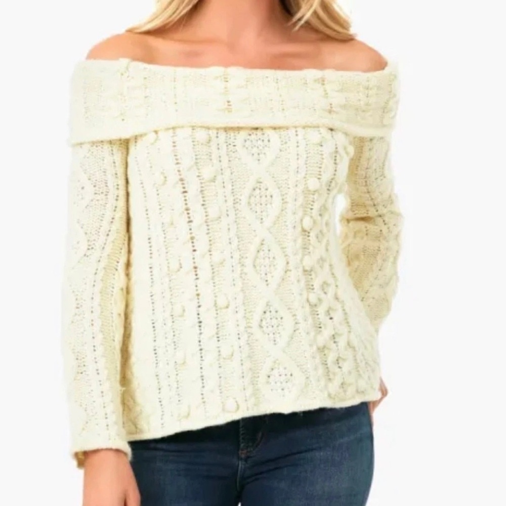 TUCKERNUCK Ivory Cable Knit Cora Sweater NEW Small S
